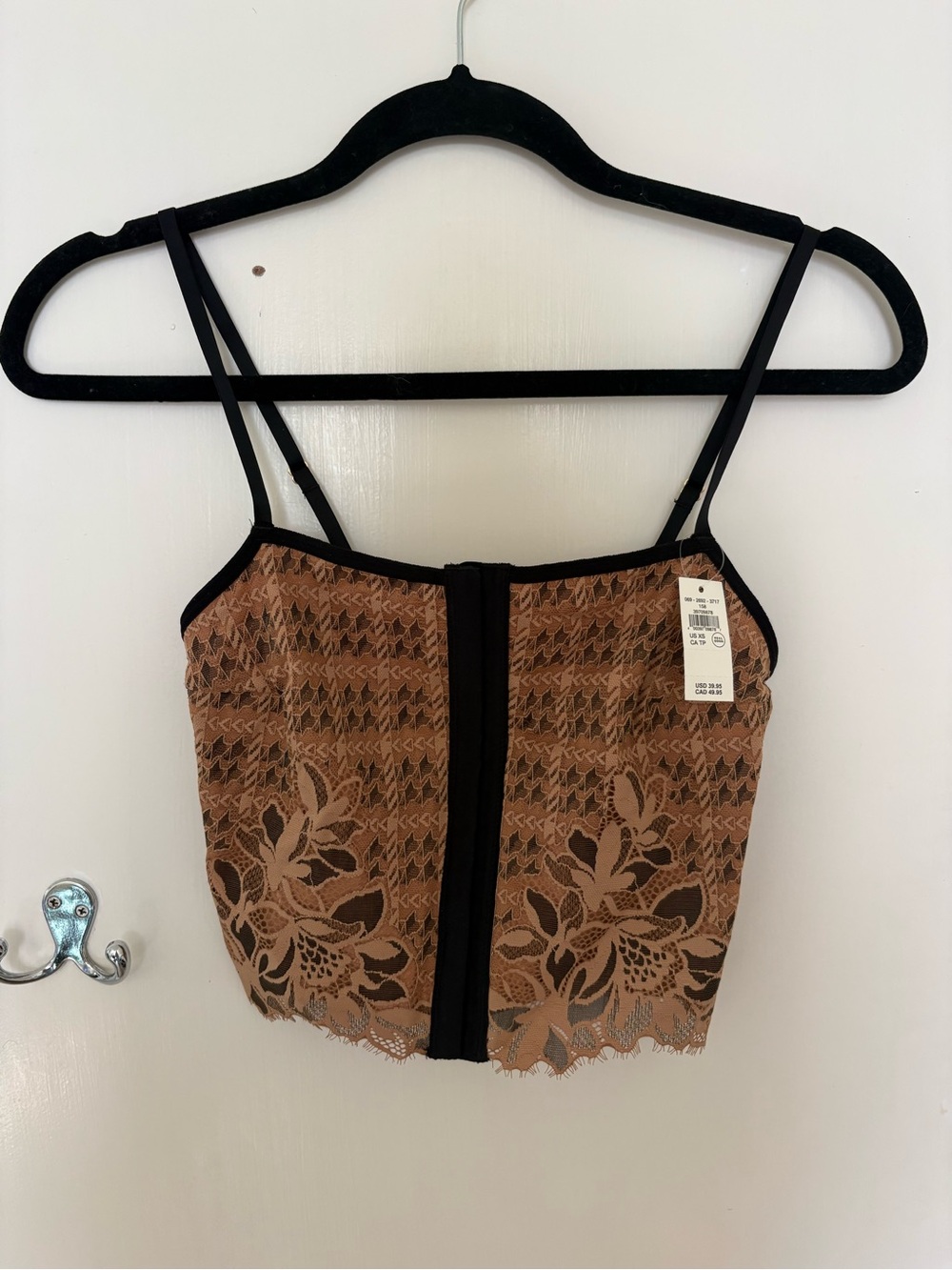 Aerie Lace Overlay Spaghetti Strap Crop Top - Brown